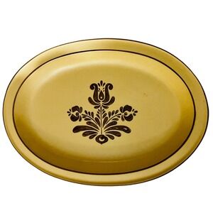 Vintage Pfaltzgraff Village Serving Platter Large Tan Excellent Floral Stoneware